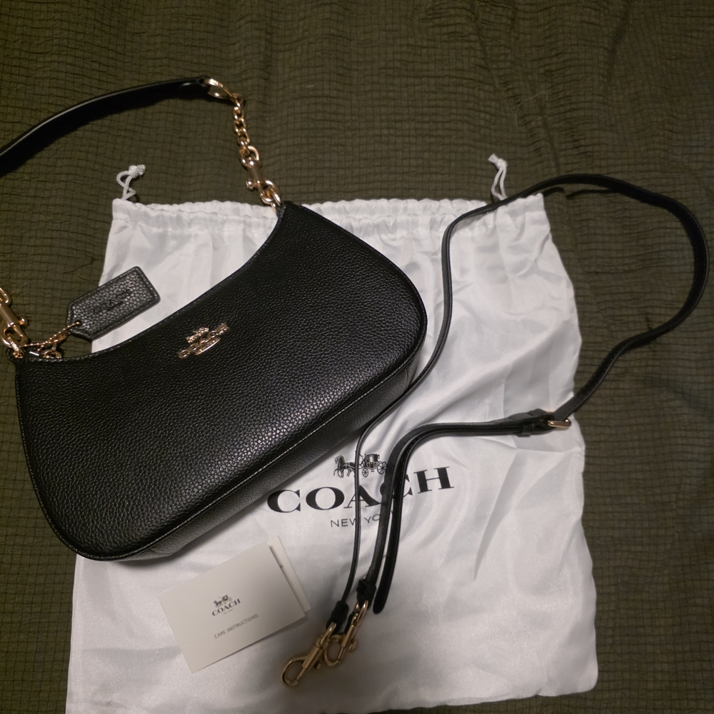 Coach Teri Bag, Black With Brass Hardware